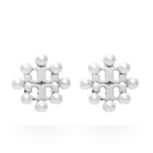 Tory Burch Kira Imitation Pearl Silver Stud Earrings NEW with dust bag